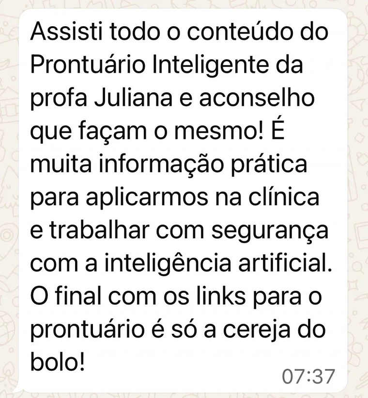 Depoimento de aluna do Prontuário Inteligente